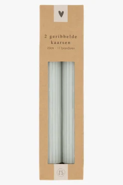 ZUSSS Kaarsen*2 geribbelde kaarsen 20 cm saliegroen saligroen