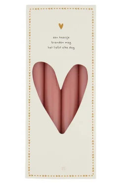 ZUSSS Kaarsen*4 rustieke kaarsen 20cm kleur roze rood rozerood