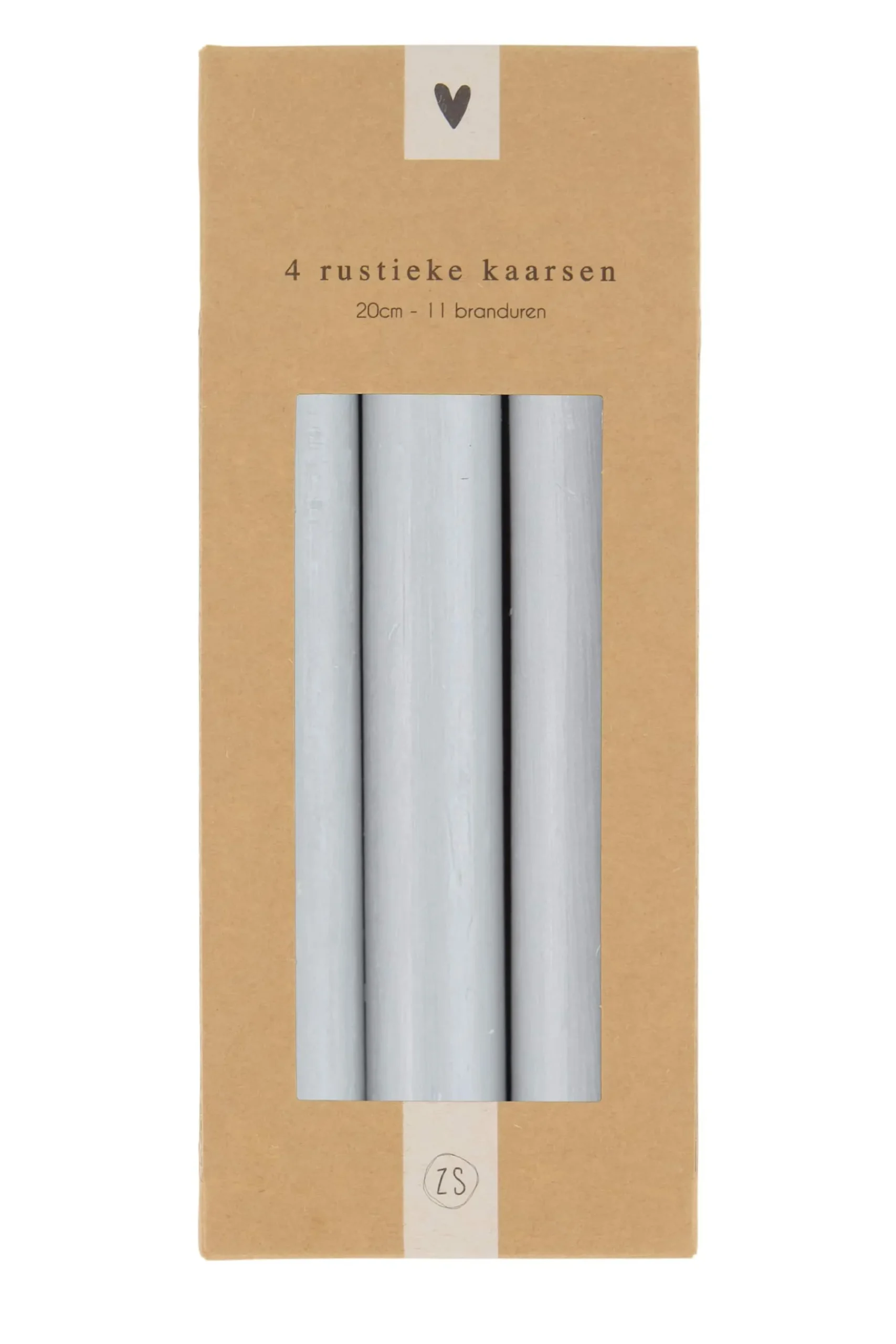 ZUSSS Kaarsen*4 rustieke kaarsen 20cm lichtgrijs