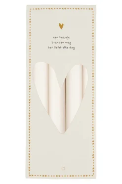 ZUSSS Kaarsen*4 rustieke kaarsen 20cm kleur off white offwhite