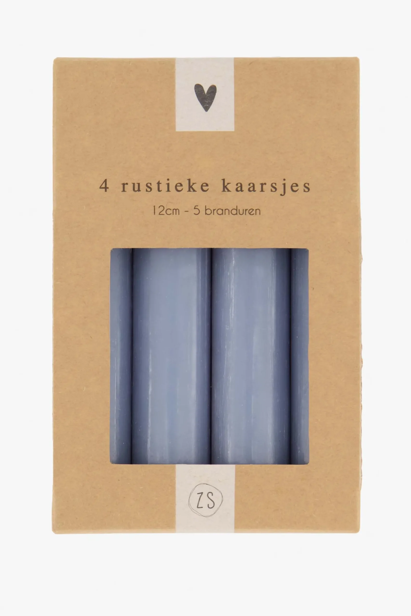 ZUSSS Kaarsen*4 rustieke kaarsjes 12cm grijsblauw