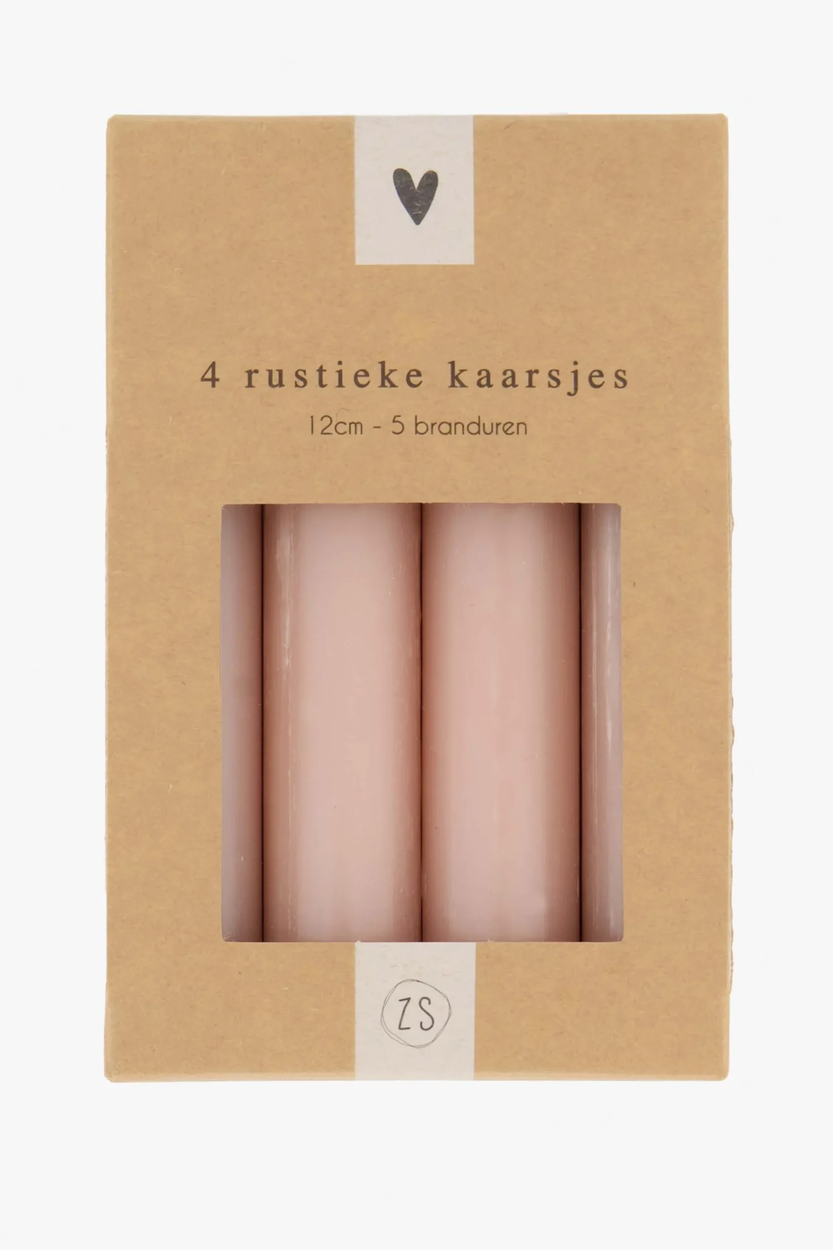 ZUSSS Kaarsen*4 rustieke kaarsjes 12cm terra roze