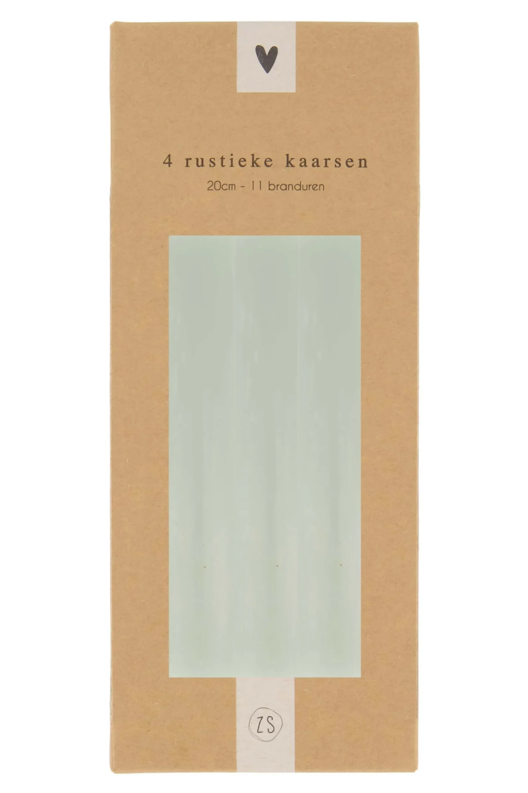 ZUSSS Kaarsen*4 rustieke kaarsjes 20 cm saliegroen saligroen