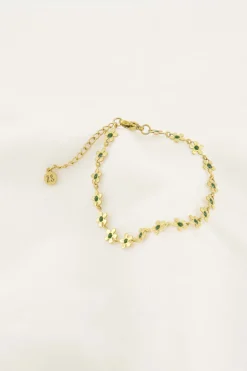 ZUSSS Armbandjes*armband met bloemen donkergroen