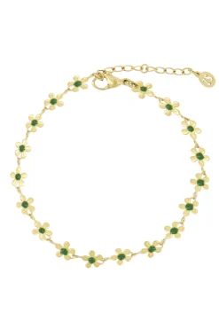 ZUSSS Armbandjes*armband met bloemen donkergroen