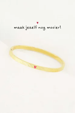 ZUSSS Armbandjes*bangle armband met hartje roze rood rozerood