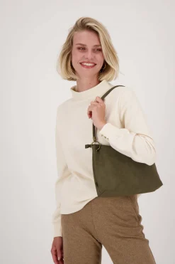 ZUSSS Schoudertassen & Handtassen*basic schoudertas met hengsel M donkergroen