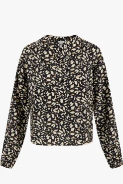 ZUSSS Tops*blouse blaadjes print zwart