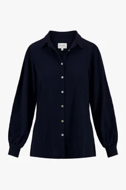 ZUSSS Tops*blouse in crinkle stof donkerblauw