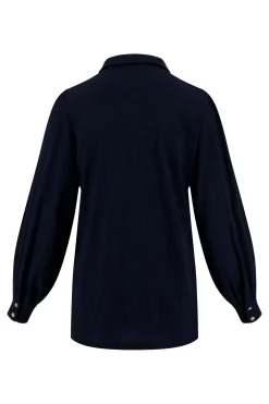 ZUSSS Tops*blouse in crinkle stof donkerblauw