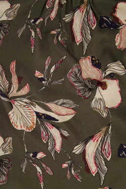 ZUSSS Tops*blouse met iris bloemen print donkergroen