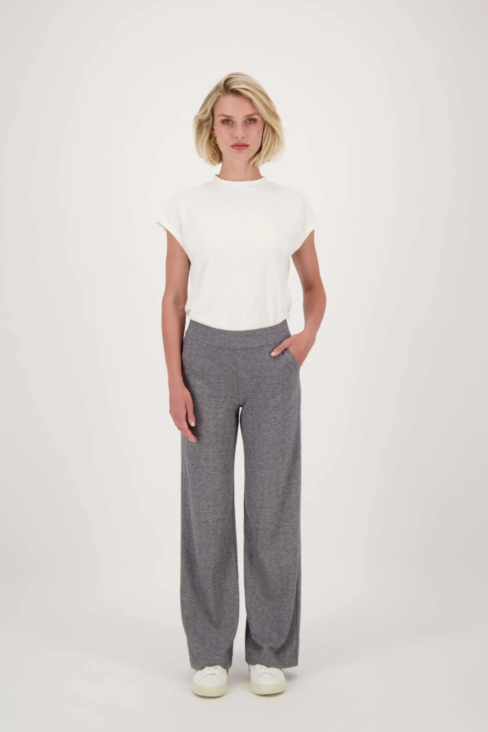 ZUSSS Broeken & Jeans*broek met visgraat structuur grijs