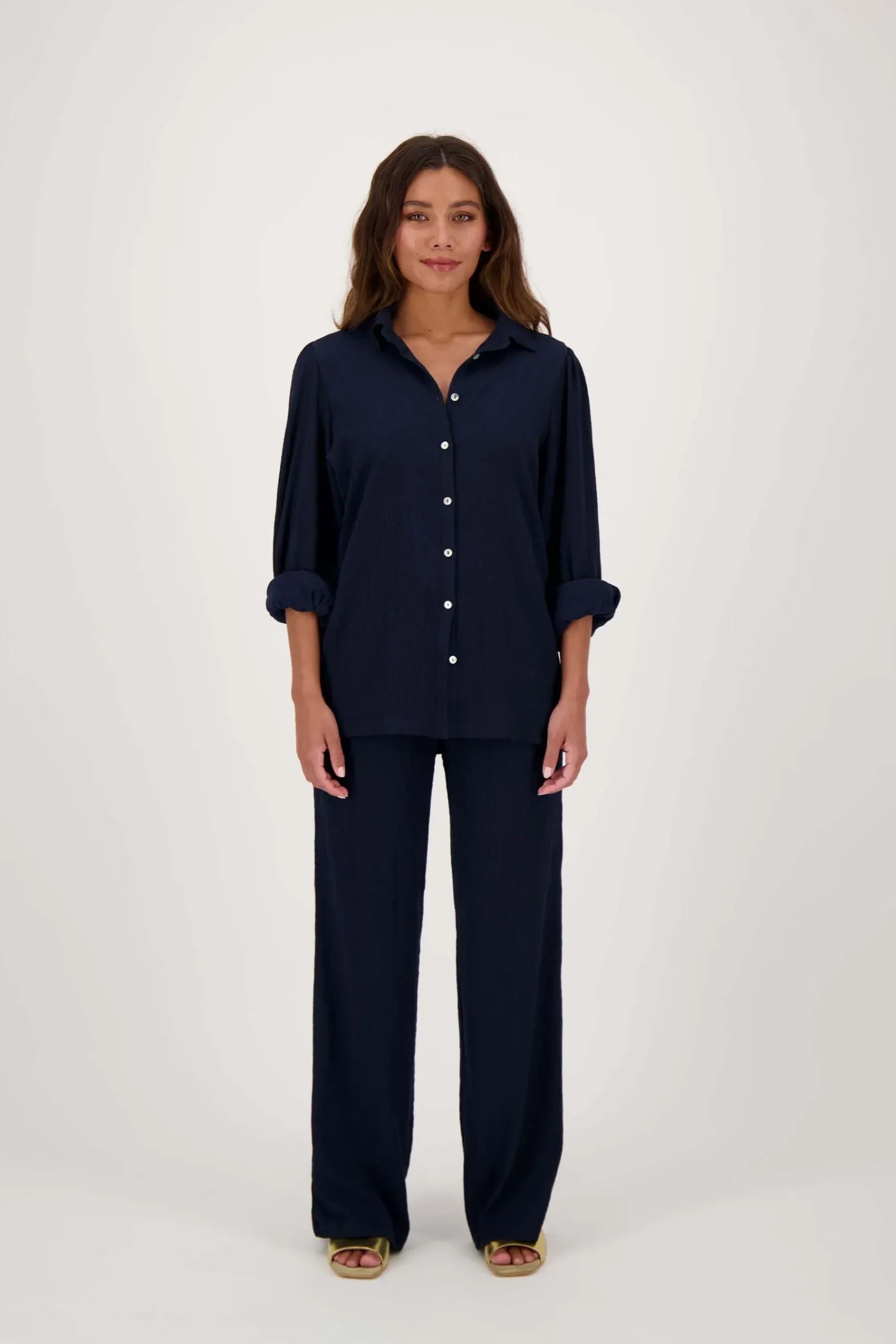 ZUSSS Broeken & Jeans*broek van crinkle stof donkerblauw