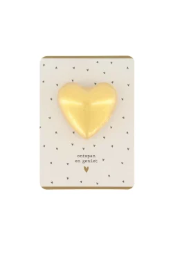 ZUSSS Verzorgingsproducten*bruisbal hartje op kaart ontspan en geniet antra/off white antracietgrijs/offwhite