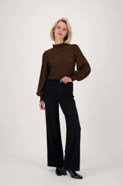 ZUSSS Tops*col met blockprint zwart/camel