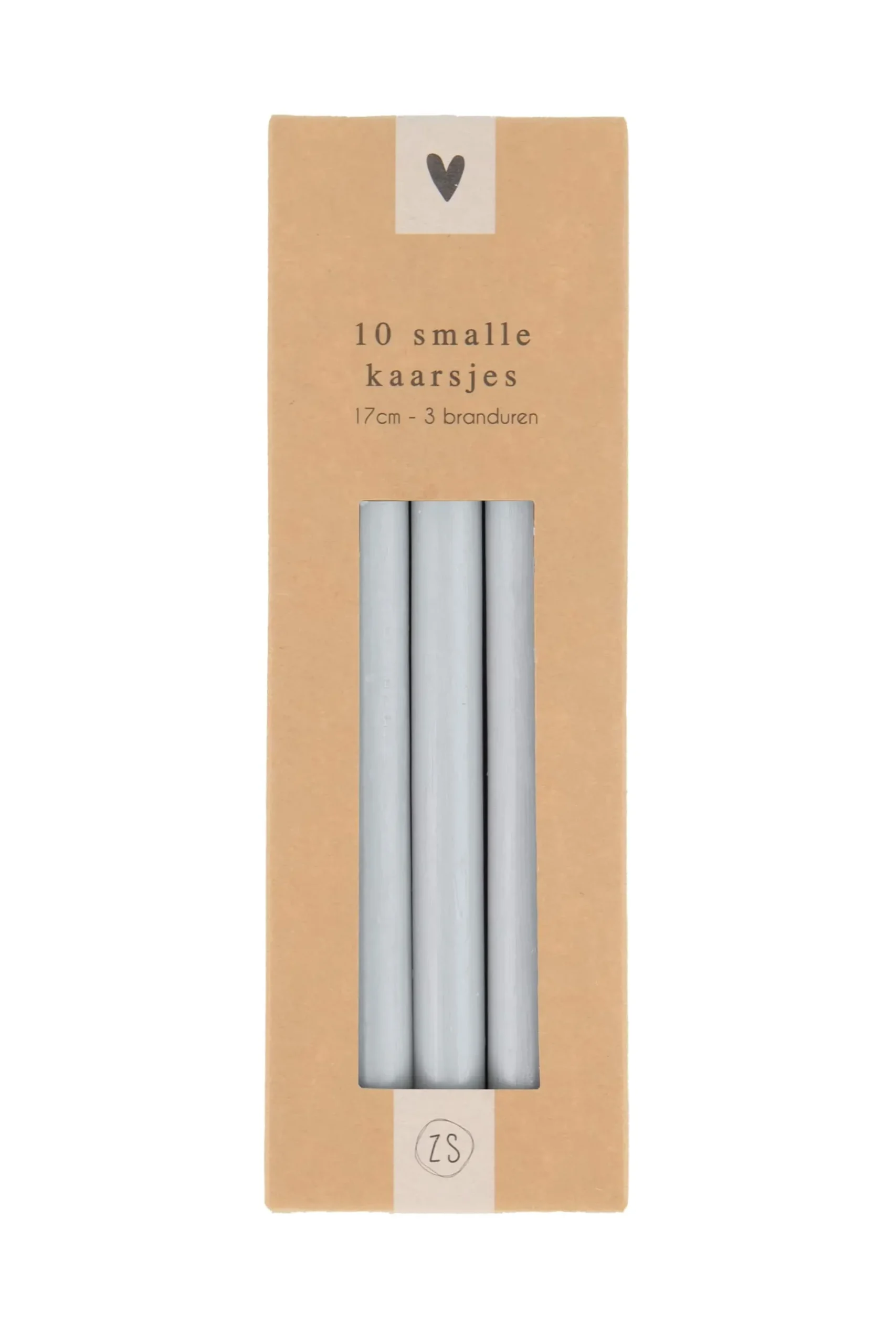 ZUSSS Kaarsen*doosje met 10 smalle kaarsjes lichtgrijs