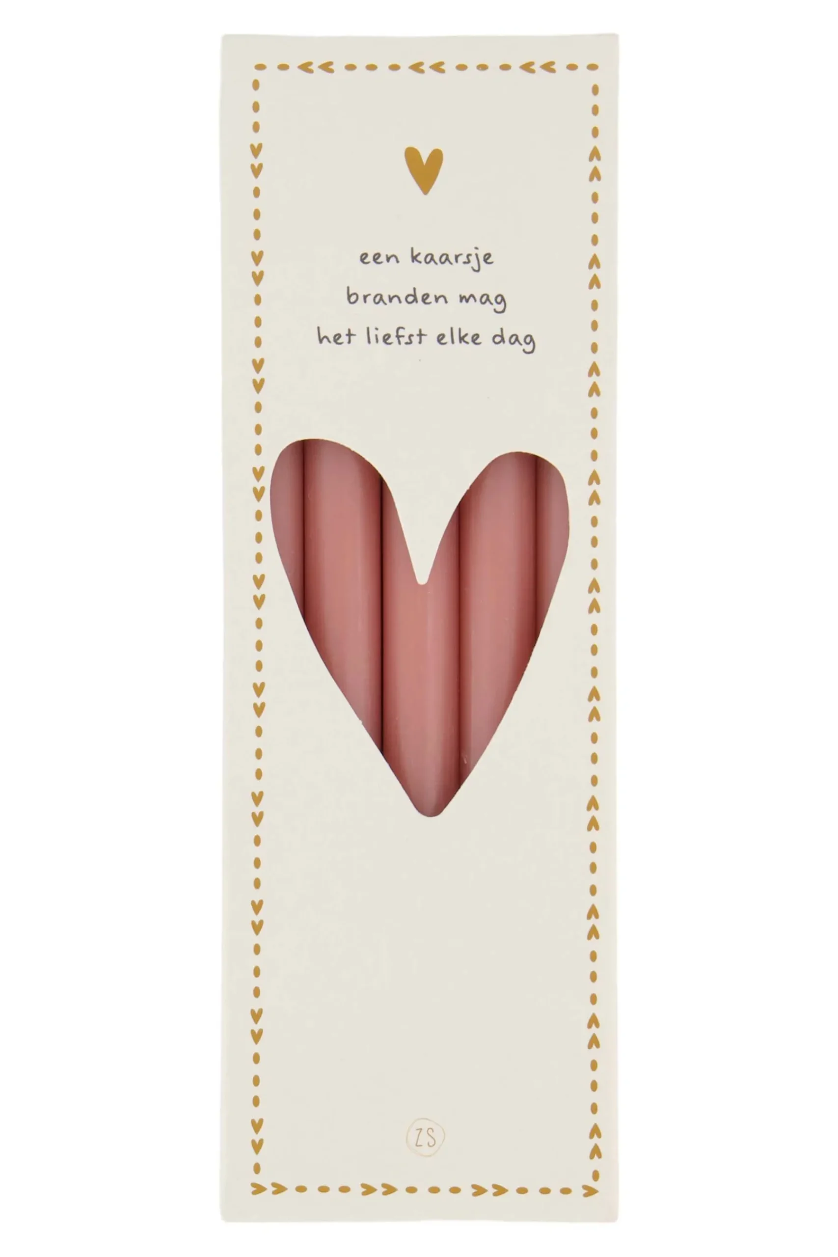 ZUSSS Kaarsen*doosje met 10 smalle kaarsjes 17cm roze rood rozerood