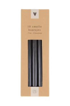 ZUSSS Kaarsen*doosje met 10 smalle kaarsjes 17cm zwart