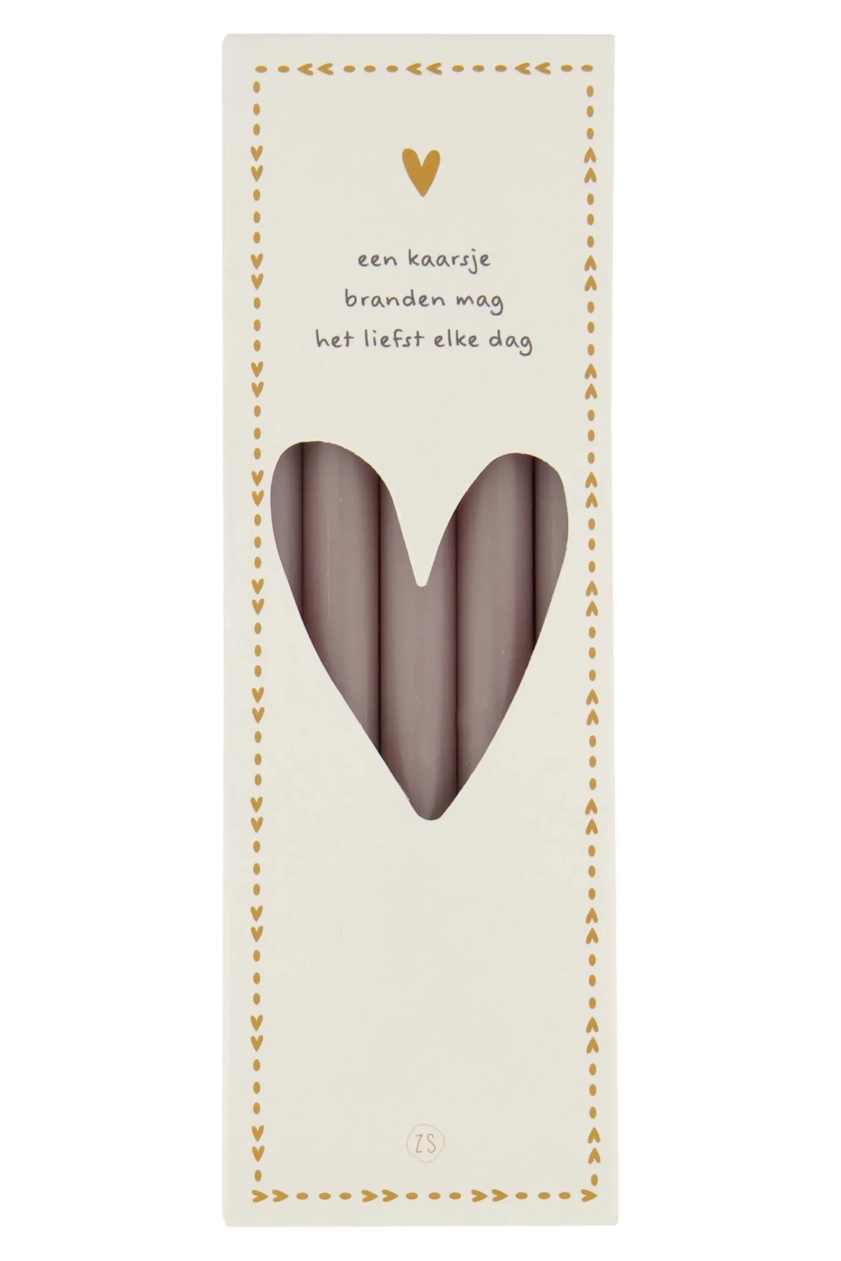 ZUSSS Kaarsen*doosje met 10 smalle kaarsjes 17cm warm grijs warmgrijs