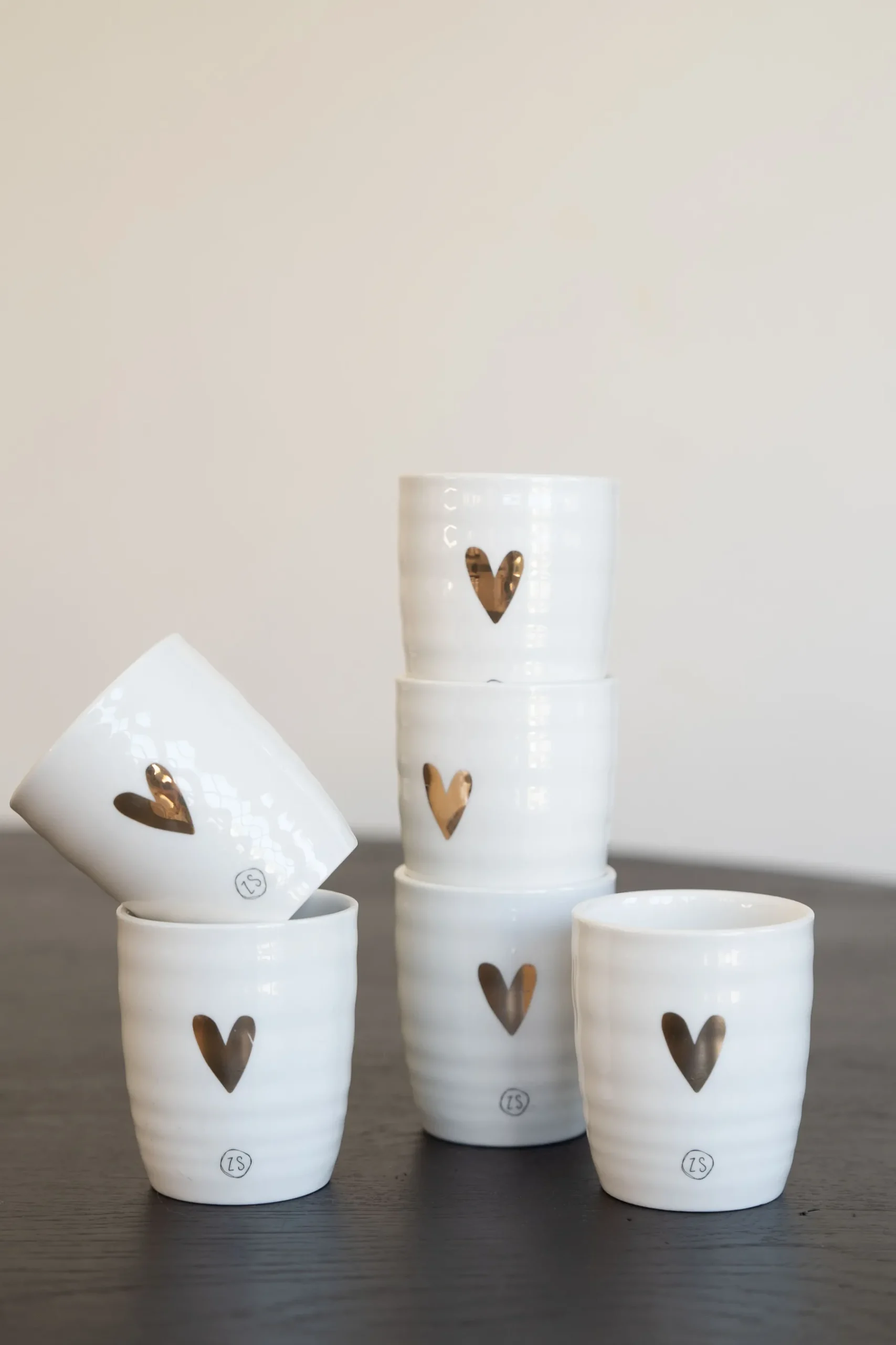 ZUSSS Servies*espressokopje goud hartje (set van 6)