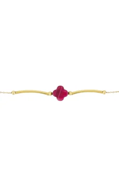 ZUSSS Armbandjes*fijne armband met bloem roze rood rozerood