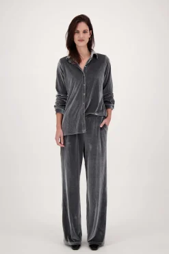 ZUSSS Tops*fluwelen blouse antracietgrijs