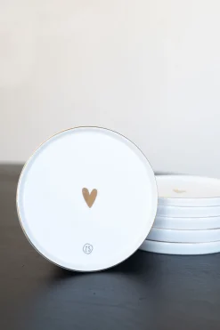 ZUSSS Servies*gebaksbordje goud hartje wit (set van 6)