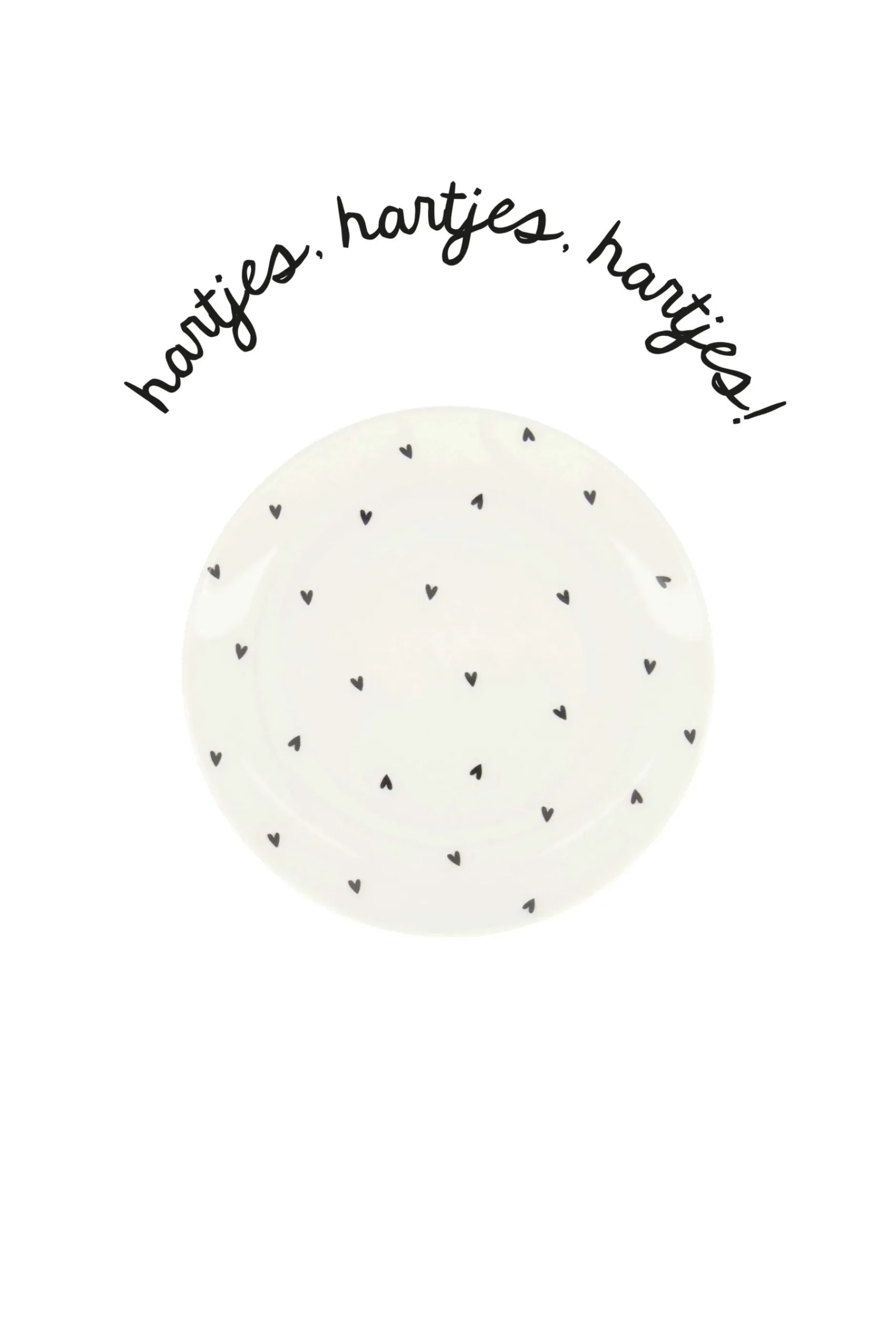 ZUSSS Servies*gebaksbordje hartjes wit/antracietgrijs