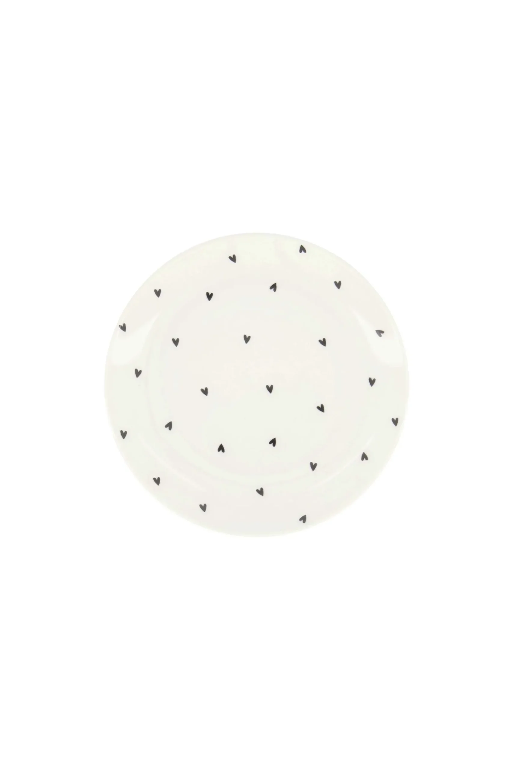 ZUSSS Servies*gebaksbordje hartjes wit/antracietgrijs