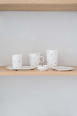 ZUSSS Servies*gebaksbordje hartjes wit/antracietgrijs