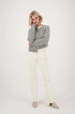 ZUSSS Vesten*gebreid vest in bomberstyle lichtgrijs