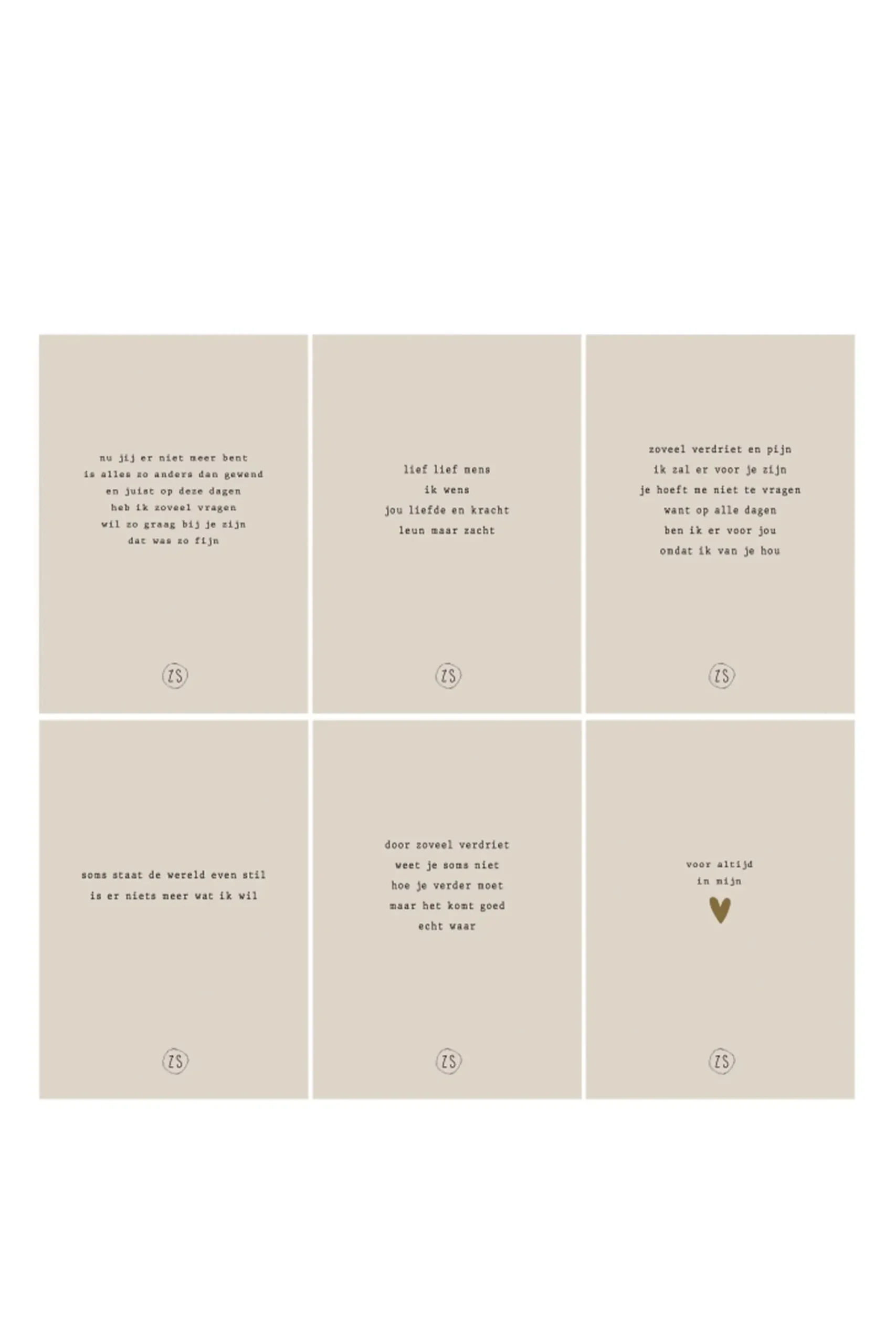 ZUSSS Kaartjes*gedichtenbundel missen wit/oker