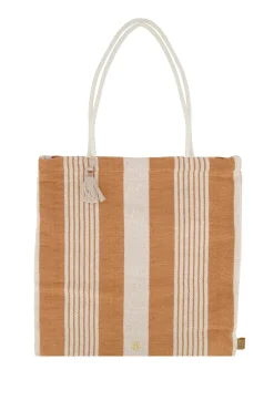 ZUSSS Schoudertassen & Handtassen*gestreepte tas camel/ecru