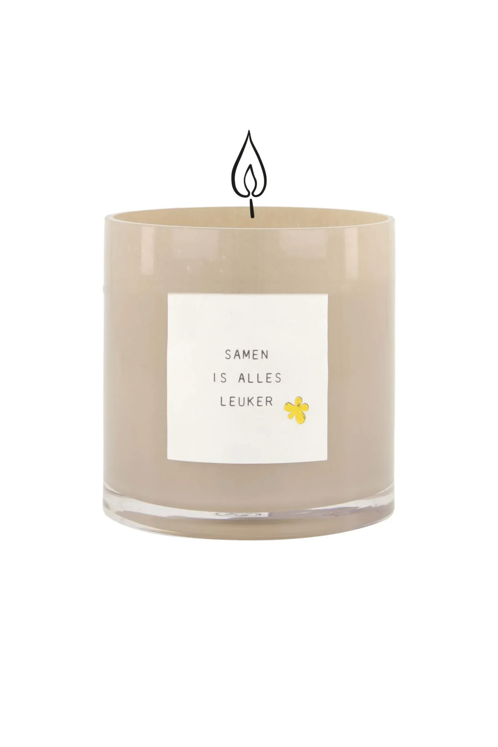 ZUSSS Geurkaarsen*geurkaars in glas gedicht samen is alles leuker M beige