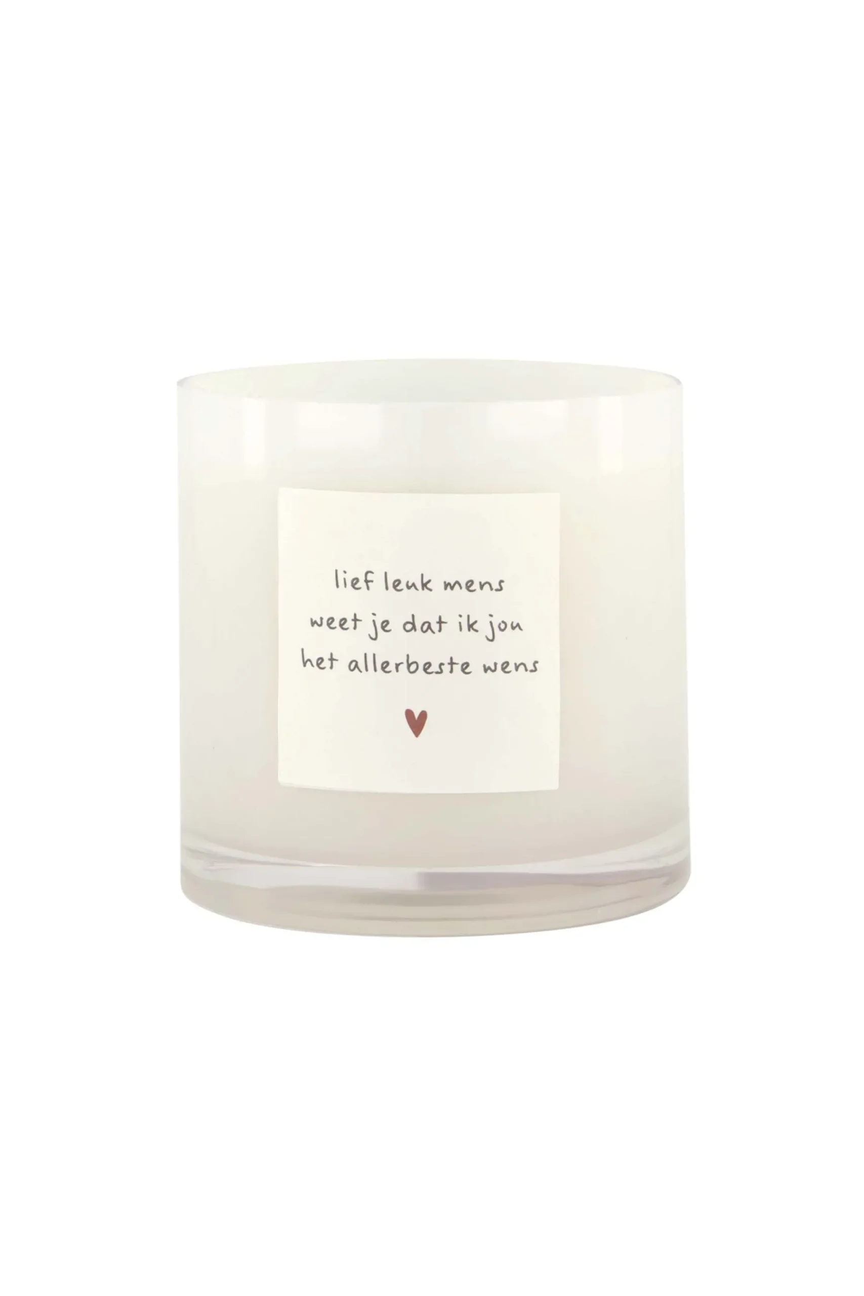 ZUSSS Geurkaarsen*geurkaars in glas gedicht lief leuk mens M wit wit/donkerblauw