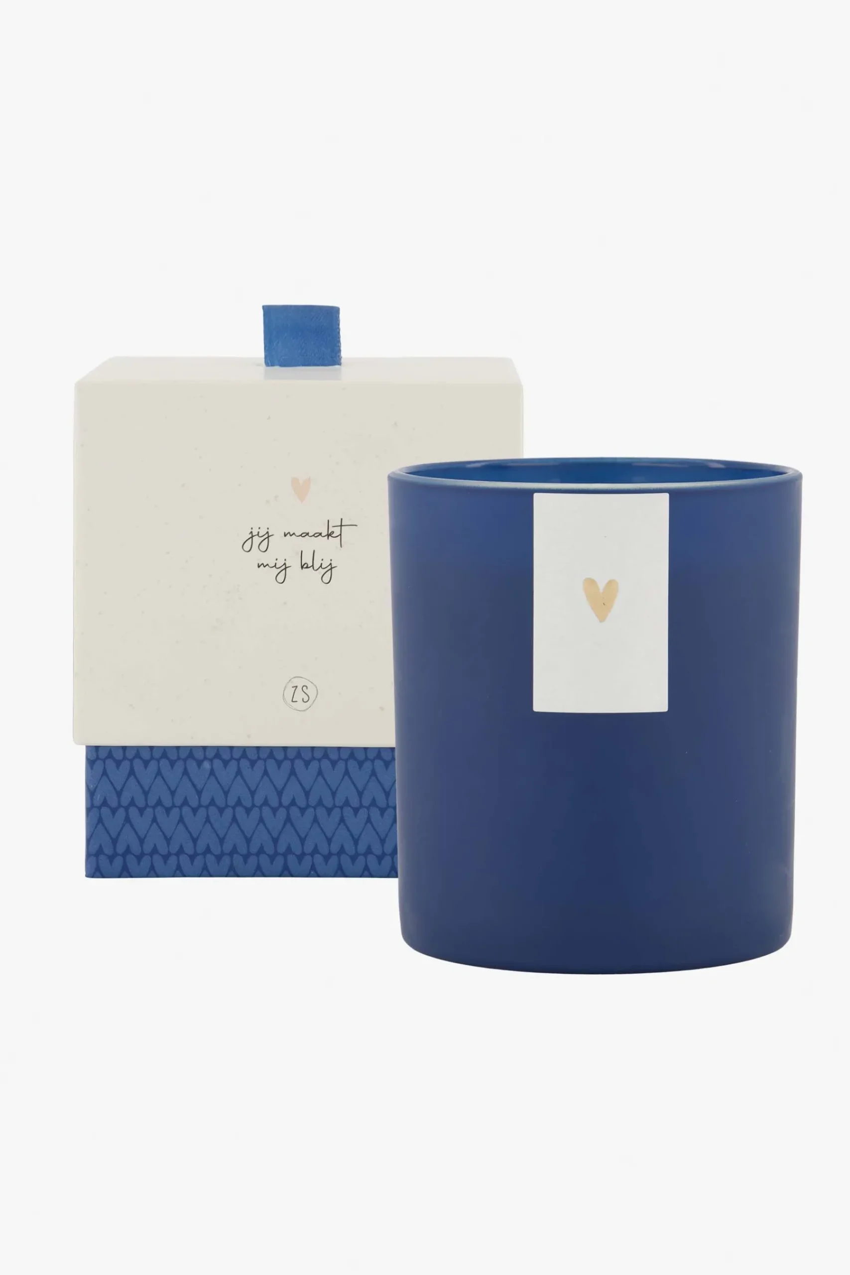 ZUSSS Geurkaarsen*geurkaars in glas jij maakt mij blij donkerblauw