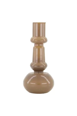 ZUSSS Kaarsen|Kaarsenhouders*glazen kandelaar 18cm warm grijs warmgrijs