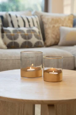 ZUSSS Kaarsen|Kaarsenhouders*glazen waxinelichthouder M goud