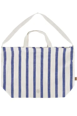 ZUSSS Schoudertassen & Handtassen*grote boodschappentas gestreept peper en zout/kobaltblauw kobaltblauwgestreept