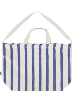 ZUSSS Schoudertassen & Handtassen*grote boodschappentas gestreept peper en zout/kobaltblauw kobaltblauwgestreept