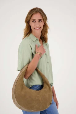 ZUSSS Schoudertassen & Handtassen*halve maantas bruin