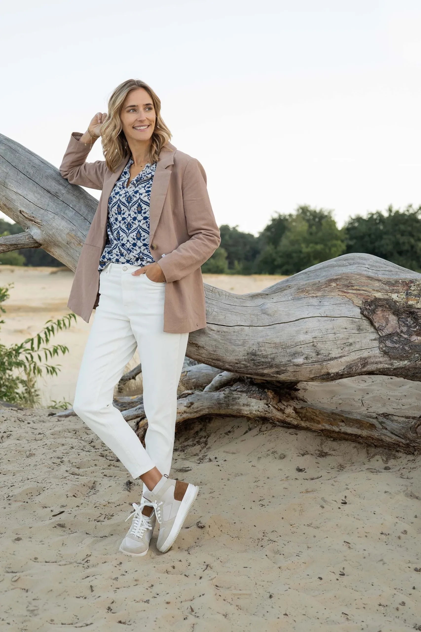 ZUSSS Broeken & Jeans*high waist jeans off white ecru