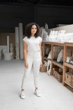 ZUSSS Broeken & Jeans*high waist jeans off white ecru