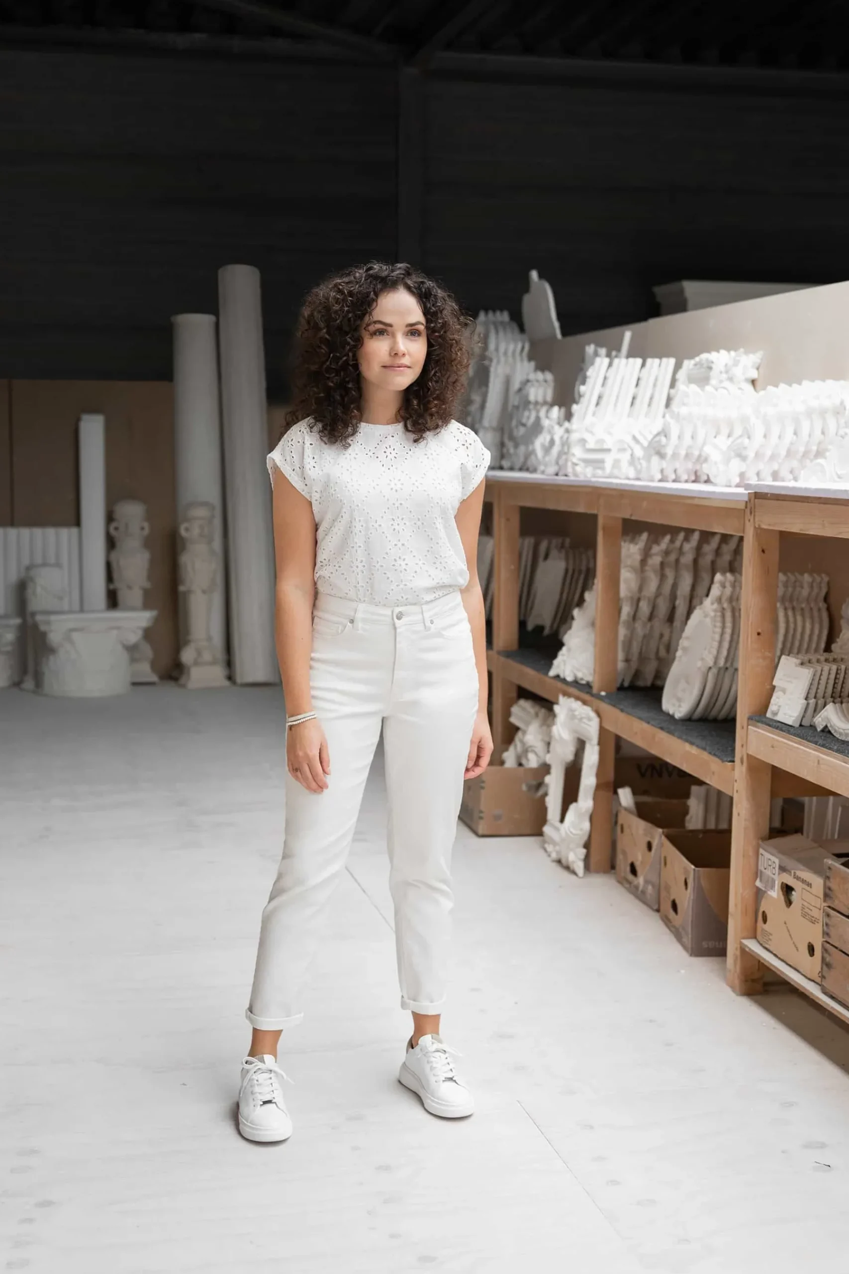 ZUSSS Broeken & Jeans*high waist jeans off white ecru