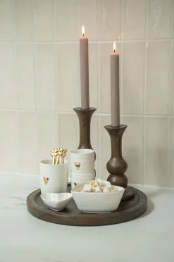 ZUSSS Kaarsen|Kaarsenhouders*houten kandelaar L donkerbruin