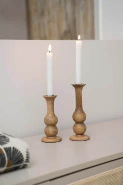 ZUSSS Kaarsen|Kaarsenhouders*houten kandelaar L naturel
