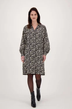 ZUSSS Jurkjes & Rokken*jurk blaadjes print zwart