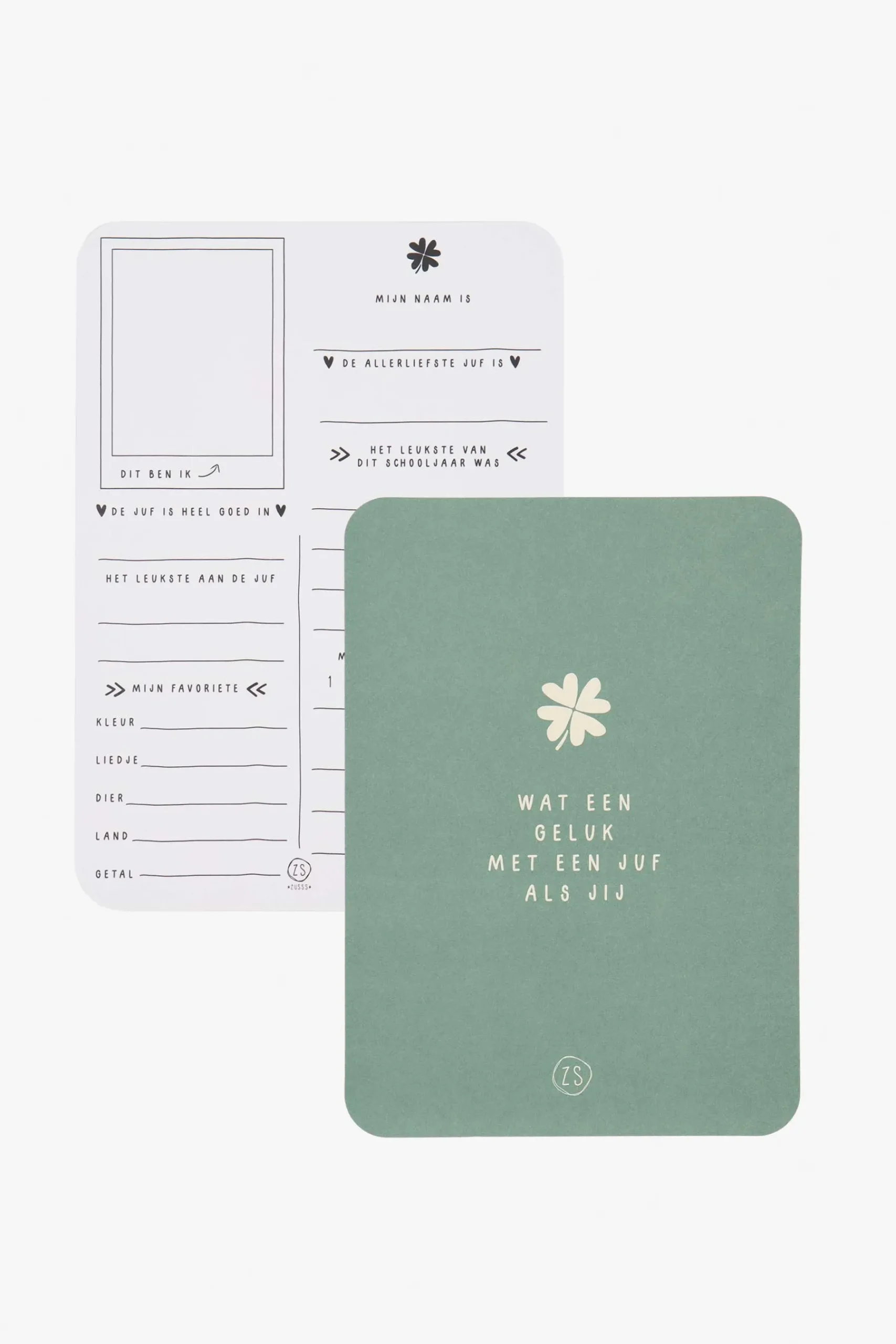 ZUSSS Kaartjes*kaart wat een geluk met een juf als jij saliegroen saligroen
