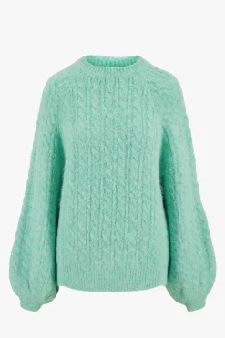 ZUSSS Truien*kabel trui met ballonmouw mint