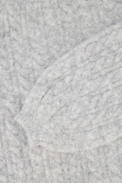 ZUSSS Truien*kabel trui met ballonmouw lichtgrijs